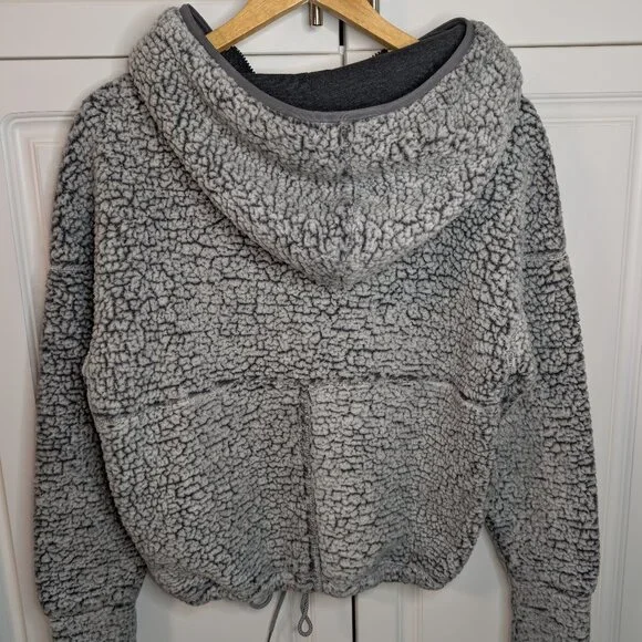 prAna Sherpa Half Zip Cozy Fleece Hoodie Gray Oversized XS Cozycore Athleisure - Picture 3 of 11